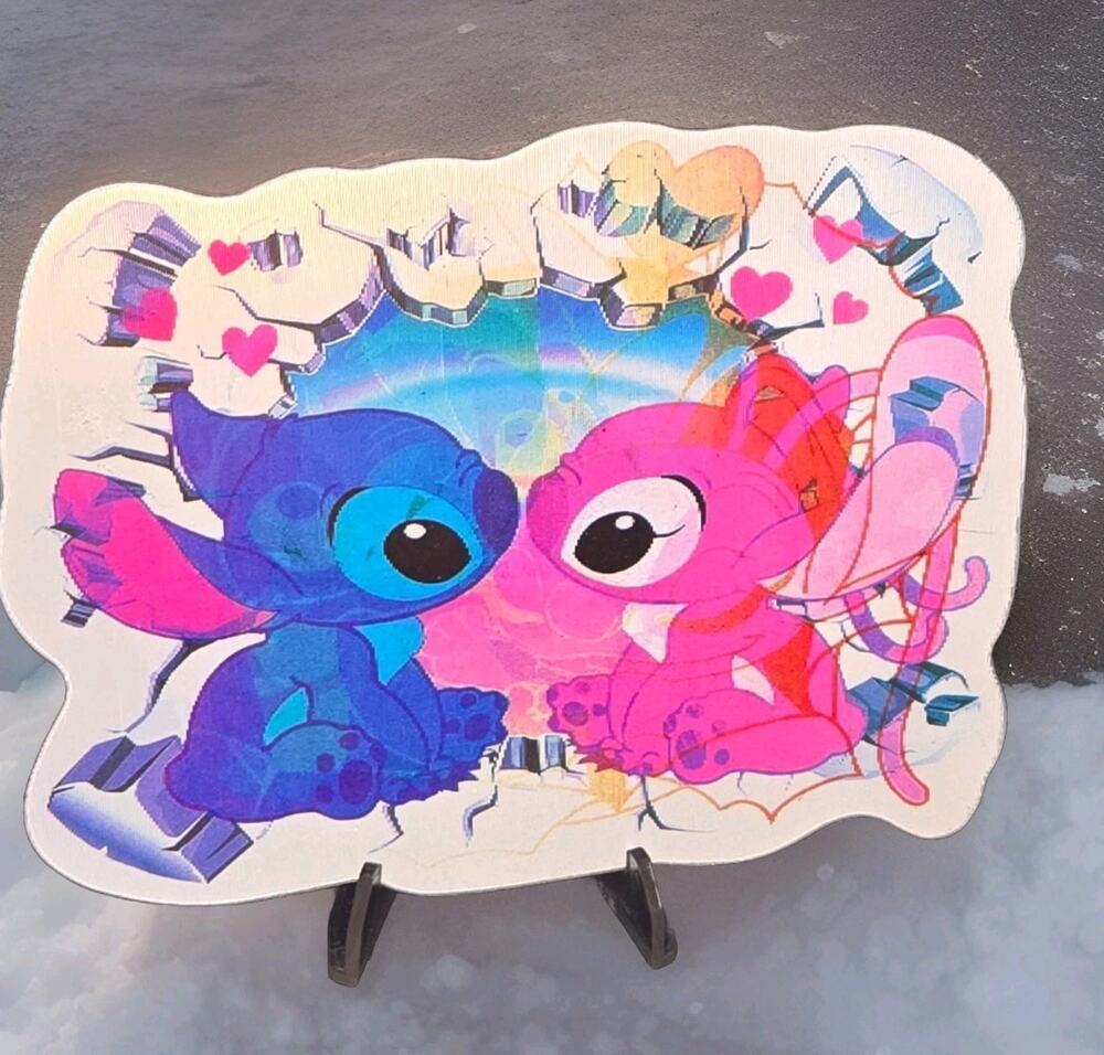 Stitch Angel Cute 3D Motion Lenticular Car Laptop Decal Sticker Peeker